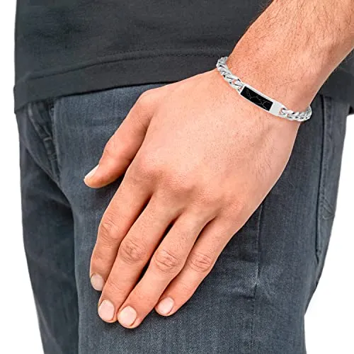 s.Oliver 2034936 bracelet homme noir 19 cm acier pierre