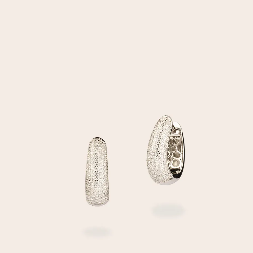 Ultima Edizione Oval micro-zircons boucles argenté