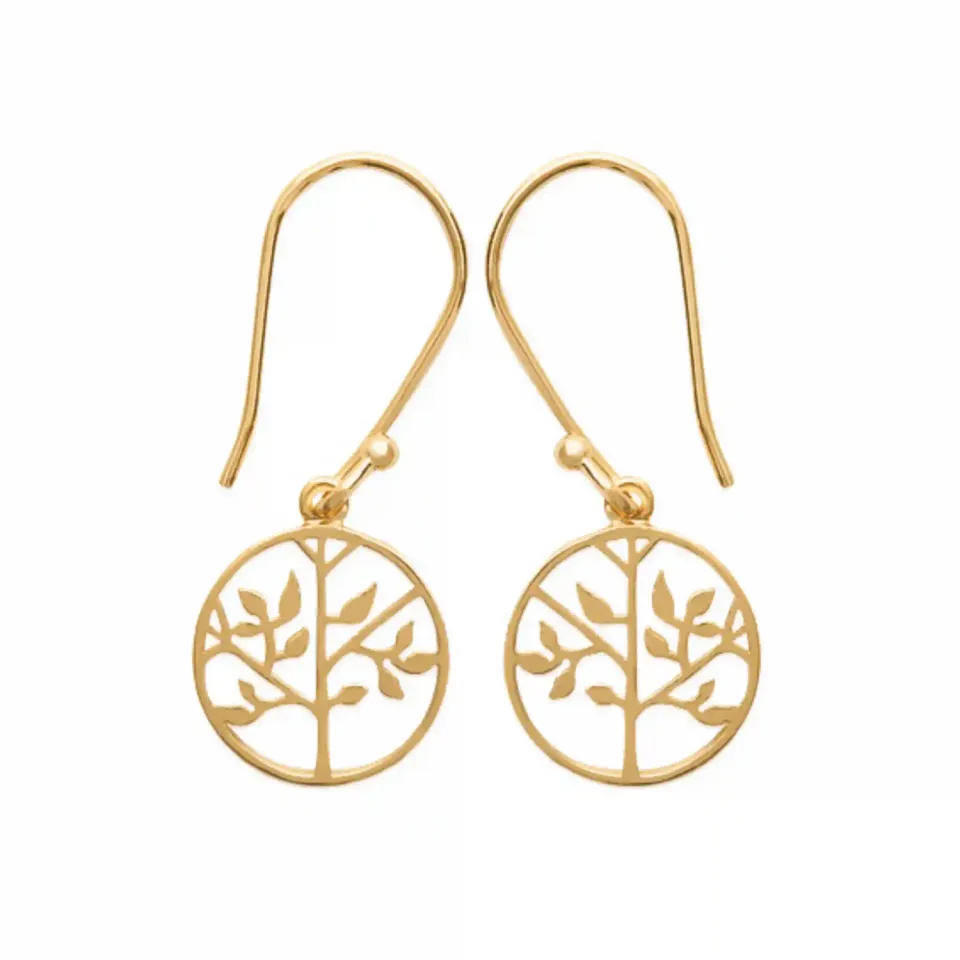 Oriana France boucles arbre de vie pendantes plaqué or