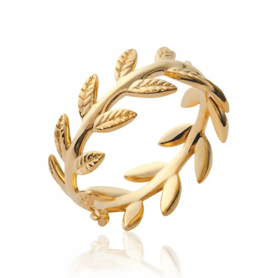 Oriana France Laurier bague plaqué or branche