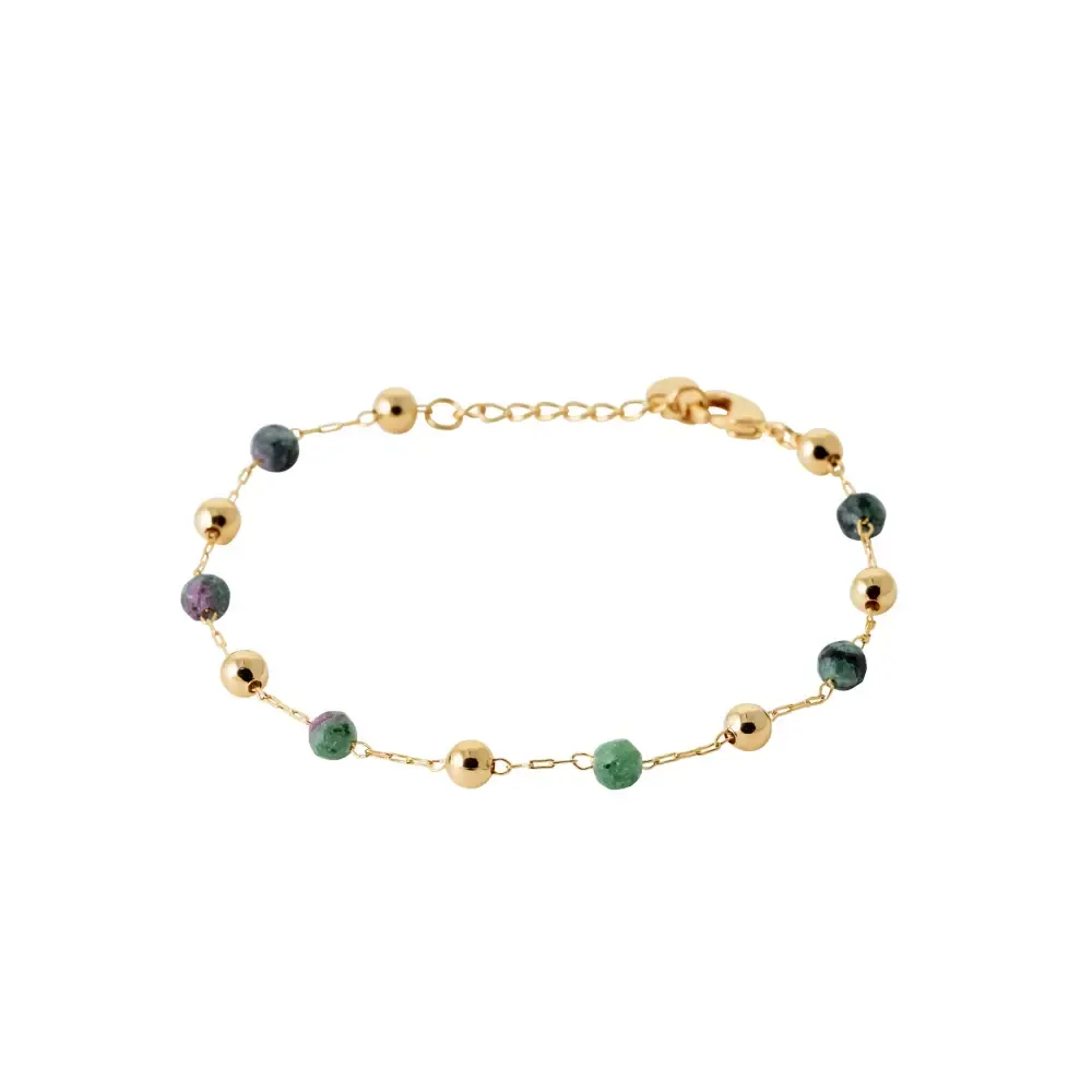 Oriana France rubis zoïsite bracelet perles plaqué or