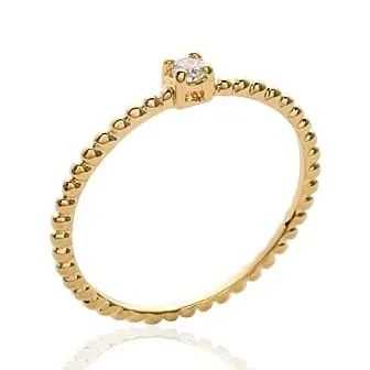 Oriana France solitaire zircon blanc bague plaqué or fine