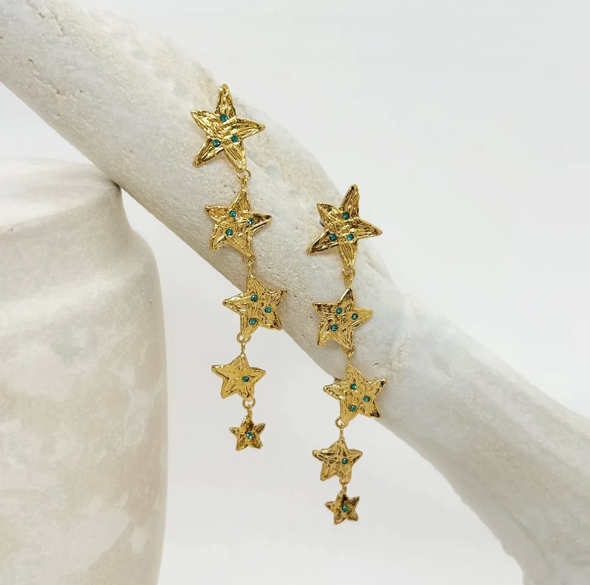 Elise Tsikis Lampasas boucles pendantes zircons 7,5 cm