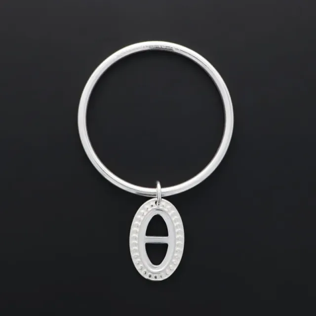 Secret de Cuir N°1327 jonc ovale barre plaqué argent