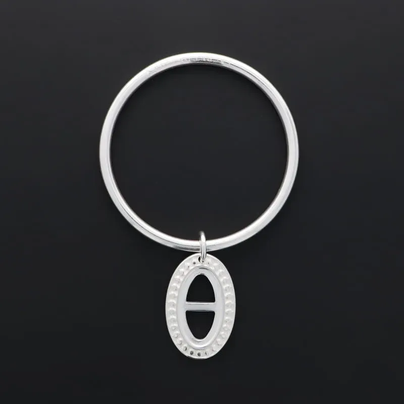 Secret de Cuir N°1327 jonc ovale barre plaqué argent