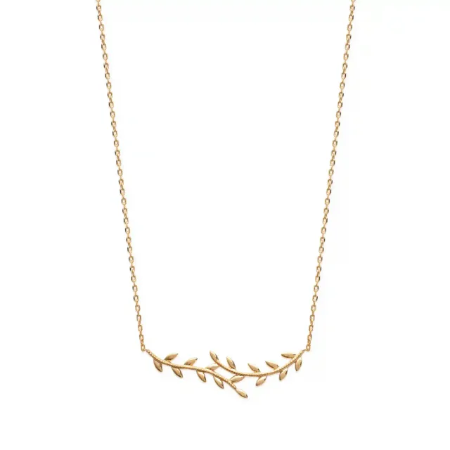 Oriana France Laurier collier plaqué or feuilles