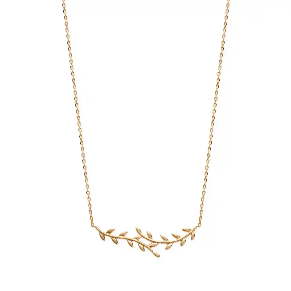 Oriana France Laurier collier plaqué or feuilles