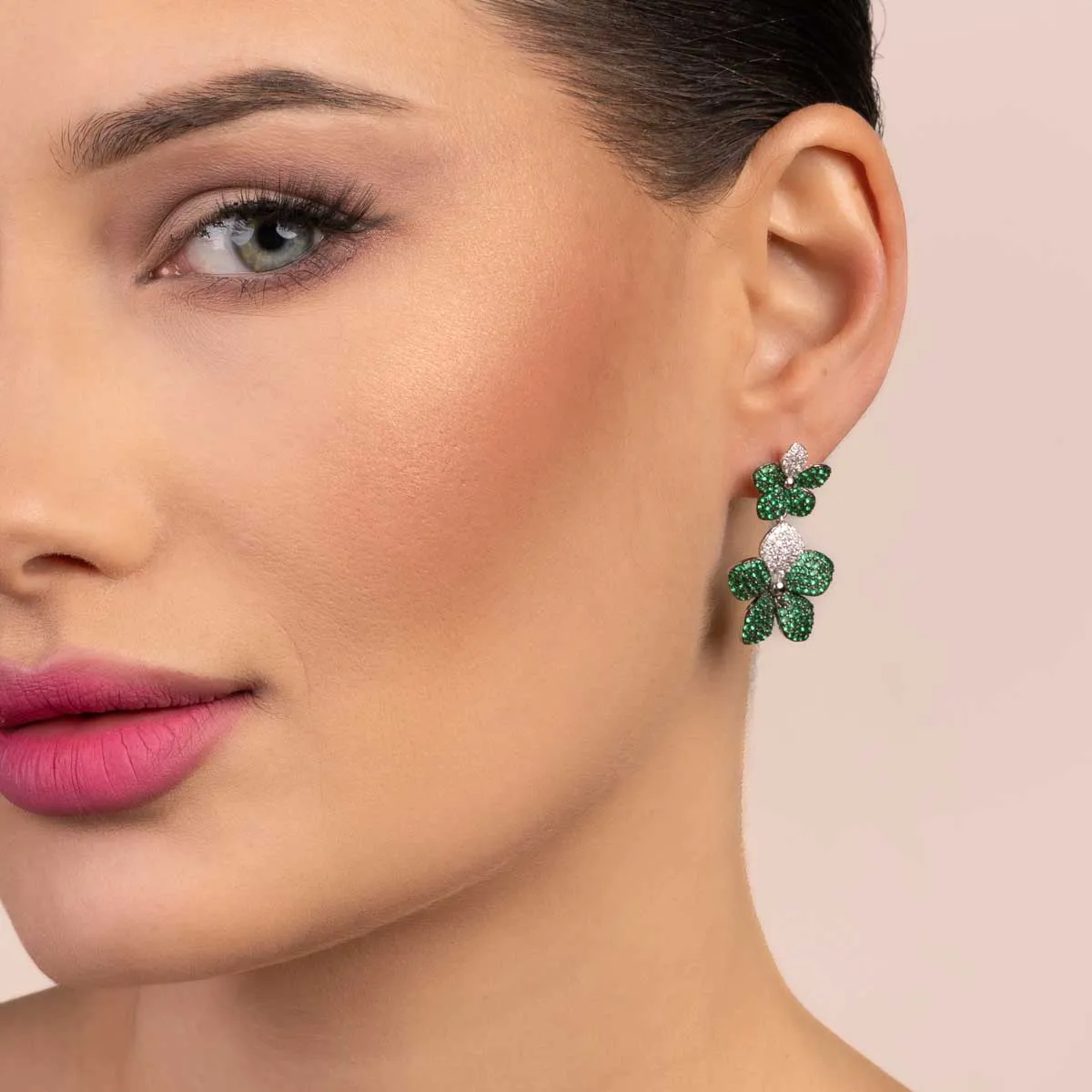 Ultima Edizione doppio fiore pavé boucles fleurs zircon