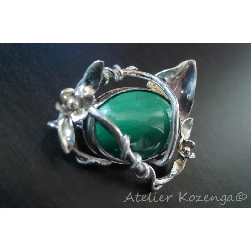 L'Atelier Kozenga Alawen broche argent malachite