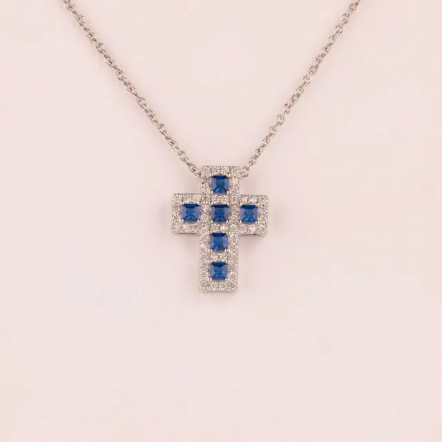 Ultima Edizione pendentif croix zircons couleur