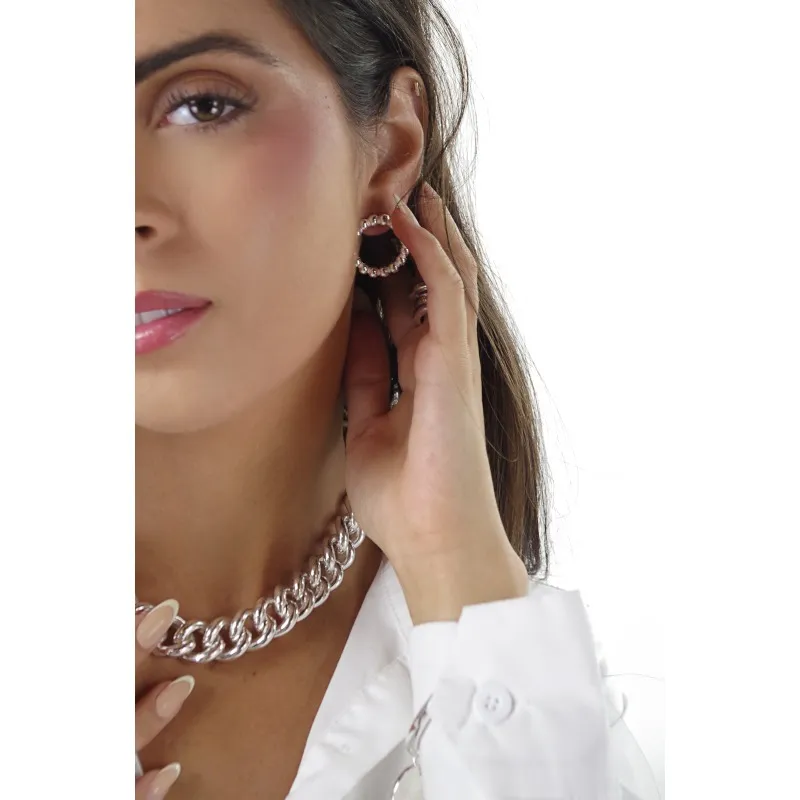 Secret de Cuir N°1418 boucles d’oreilles puce perlée argent plaqué