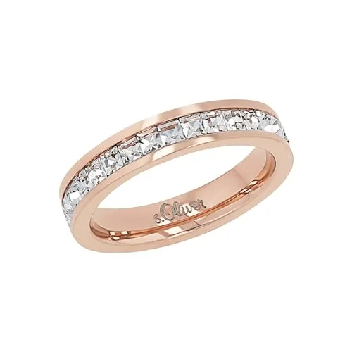s.Oliver Bague Femme Acier Cristal Taille 52 Argentée