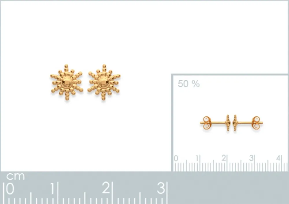 Oriana France puces soleil rayons boucles d’oreilles doré