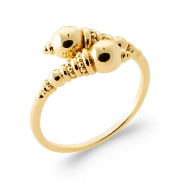 Oriana France bague boule sonnette bague plaqué or perlé