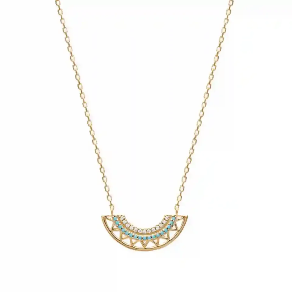 Oriana France collier plaqué or turquoises