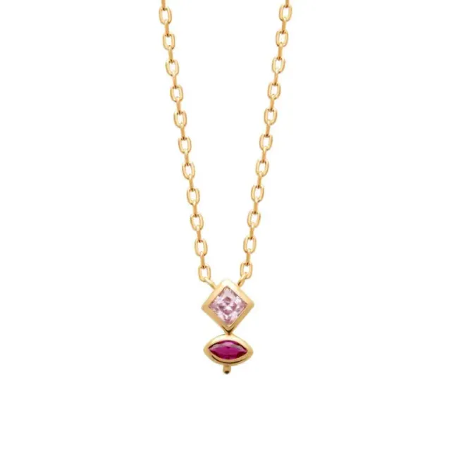 Oriana France quartz rose collier plaqué or topaze rose