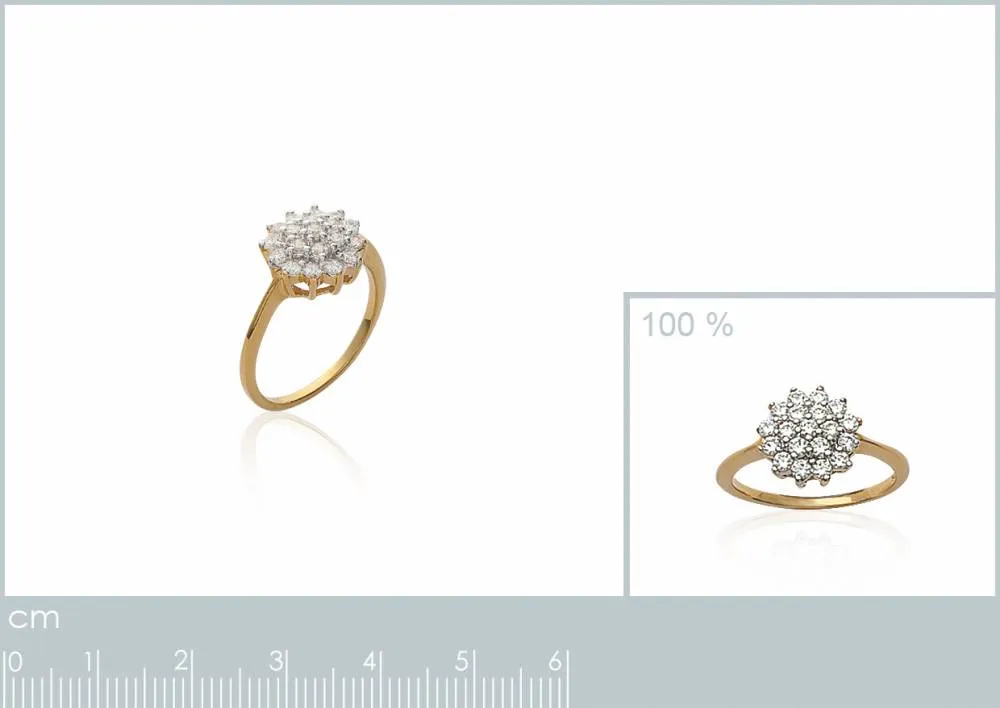 Oriana France bague halo zircon plaqué or imitation diamant