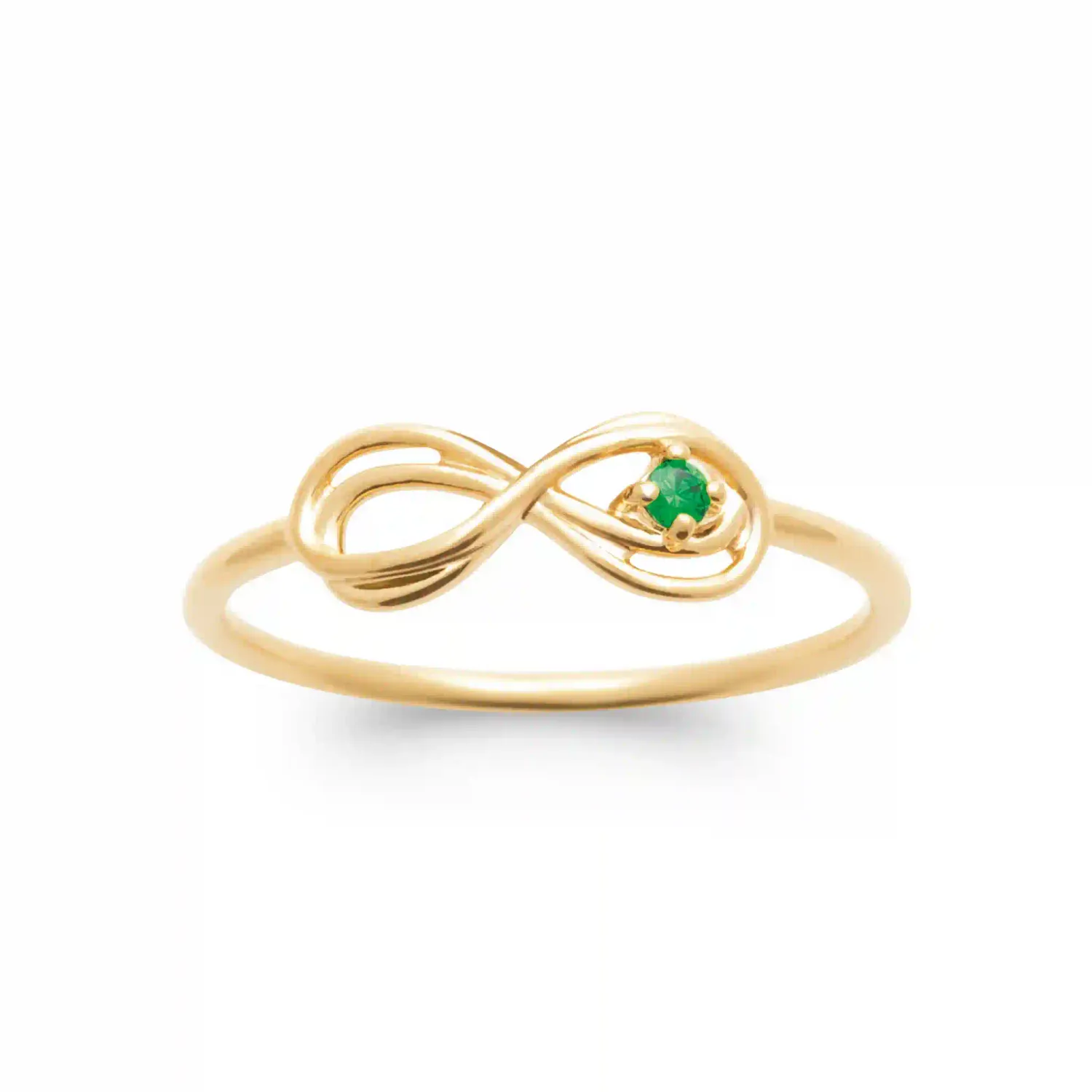 Oriana France infini bague plaqué or pierre verte