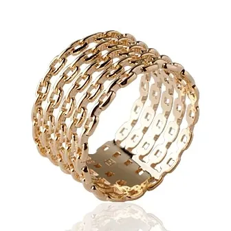 Oriana France 5 chaînes rigides bague large plaqué or