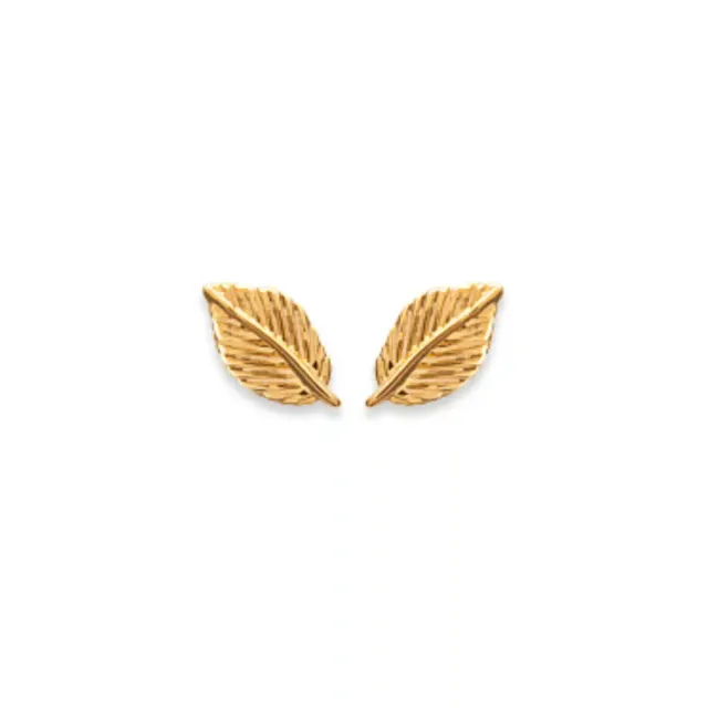Oriana France puces d'oreilles feuille plaqué or