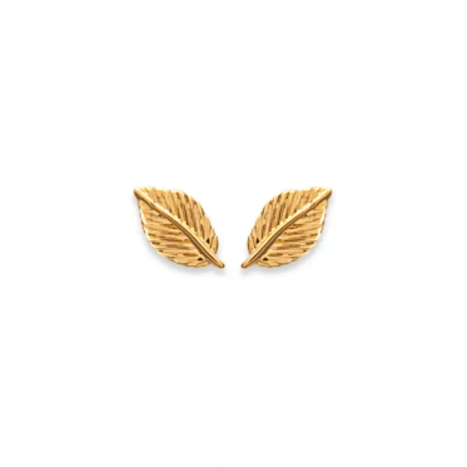 Oriana France puces d'oreilles feuille plaqué or