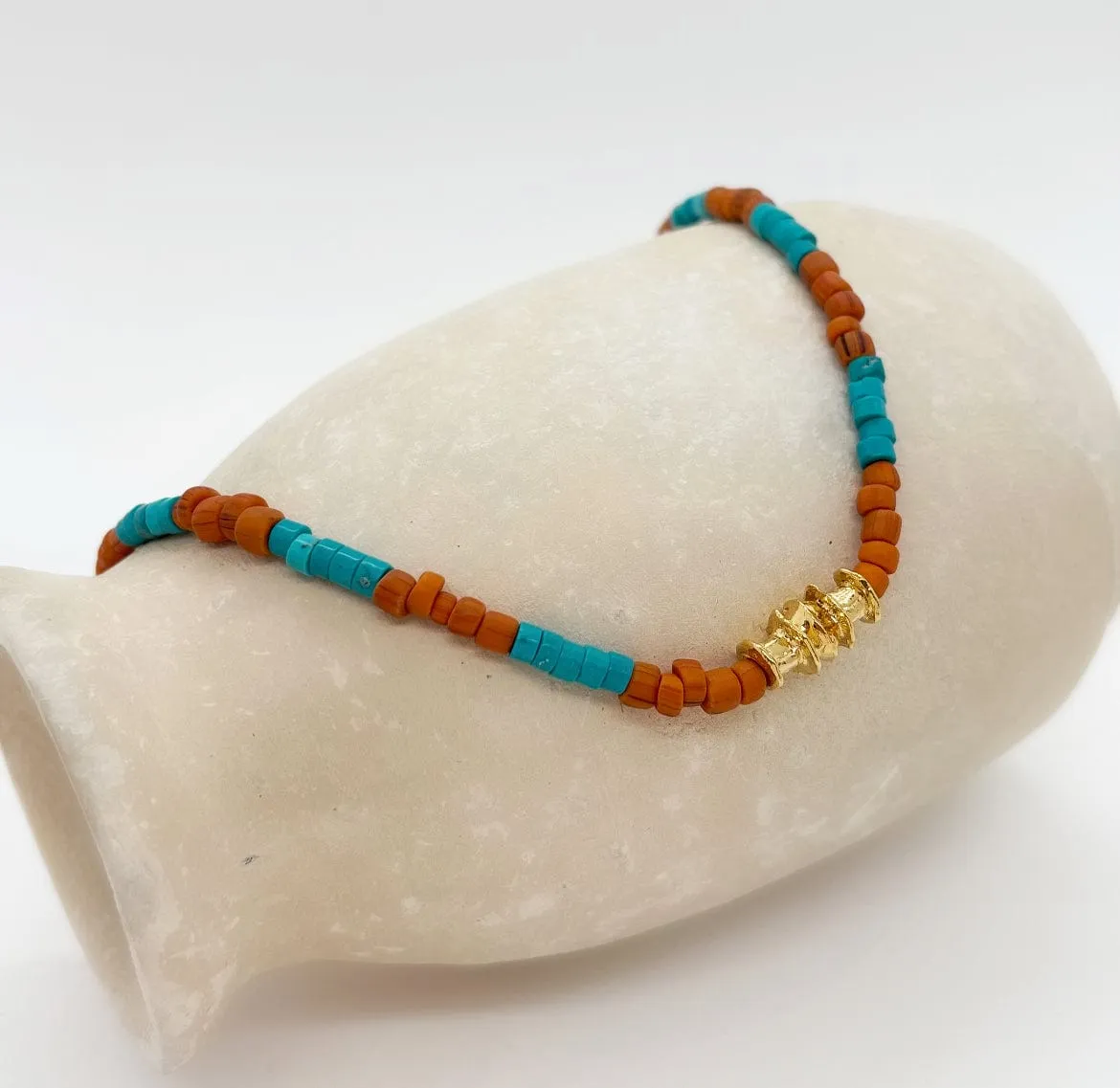 Elise Tsikis Joppa collier perles turquoise doré