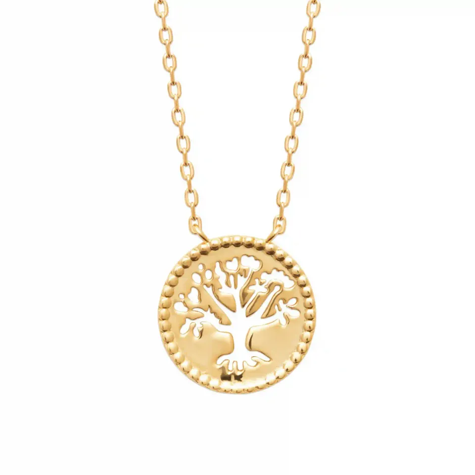Oriana France arbre de vie collier plaqué or 18 carats