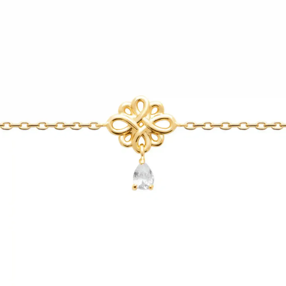 Oriana France fleur diamant bracelet plaqué or breloque