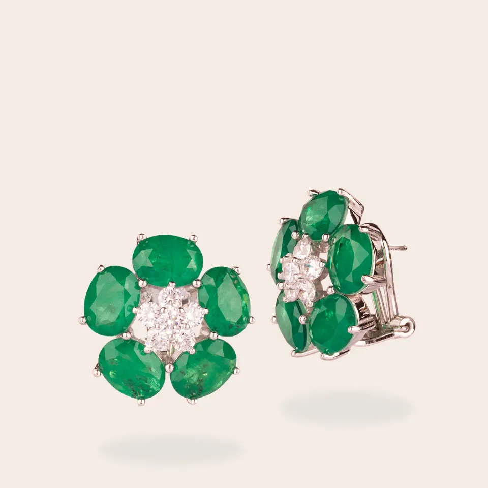 Ultima Edizione Fiore boucles d'oreilles fleur émeraude