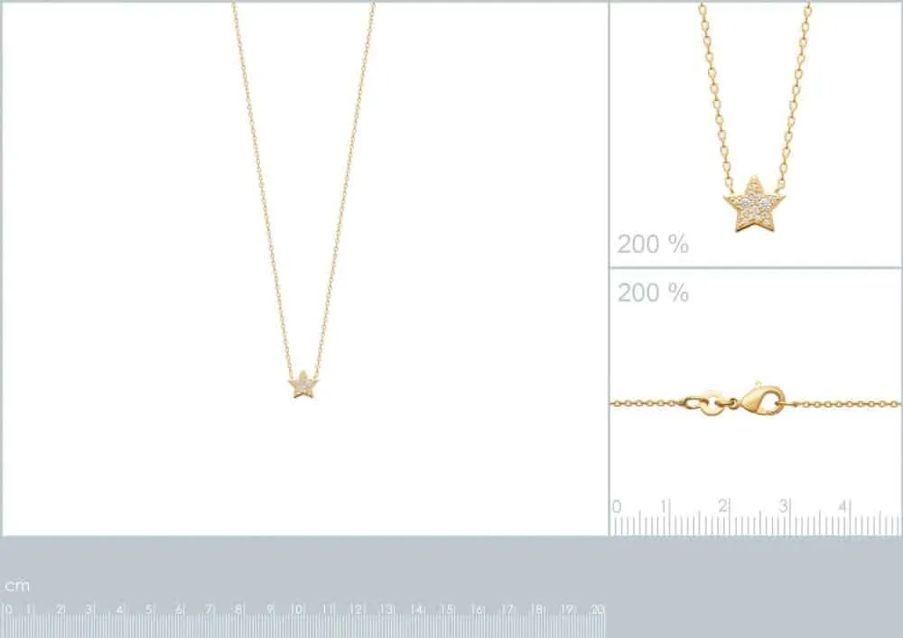 Oriana France collier étoile plaqué or pendentif zircons