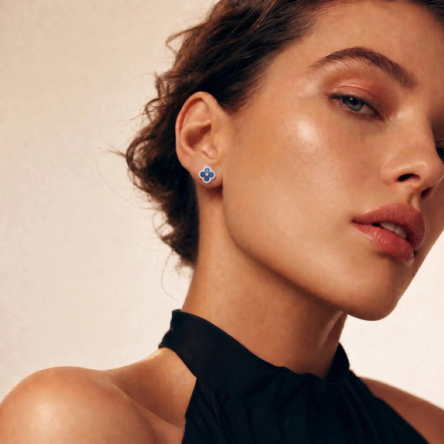 Ultima Edizione Mini Fiore boucles fleur 4 pétales zircons