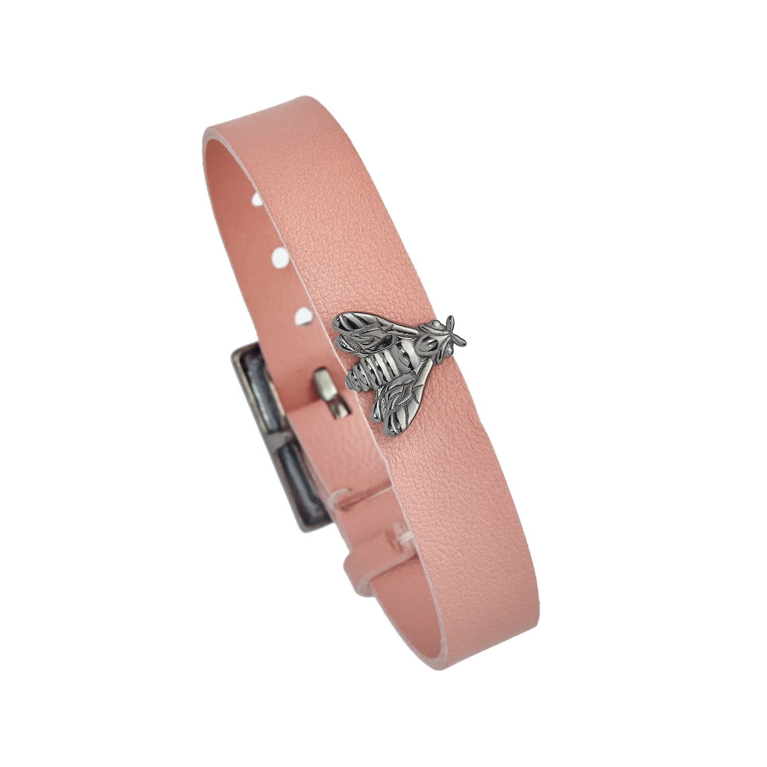Lorella Tamberi Canal Bee Queen bracelet cuir rose abeille