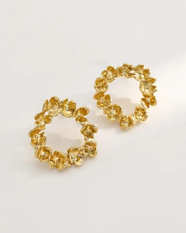 Elise Tsikis Elbe boucles d’oreilles or jaune relief fleur