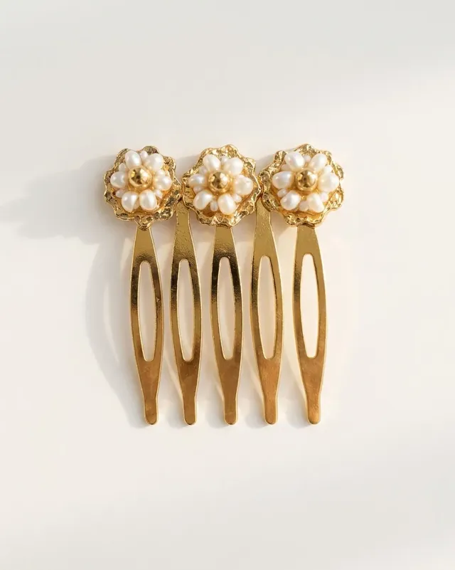 Elise Tsikis Irida bijou cheveux fleurs perlées 4 cm
