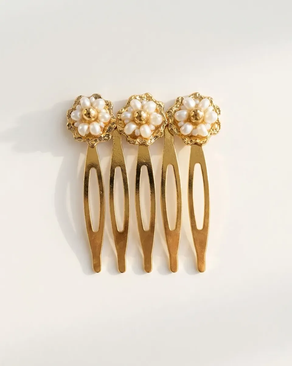 Elise Tsikis Irida bijou cheveux fleurs perlées 4 cm