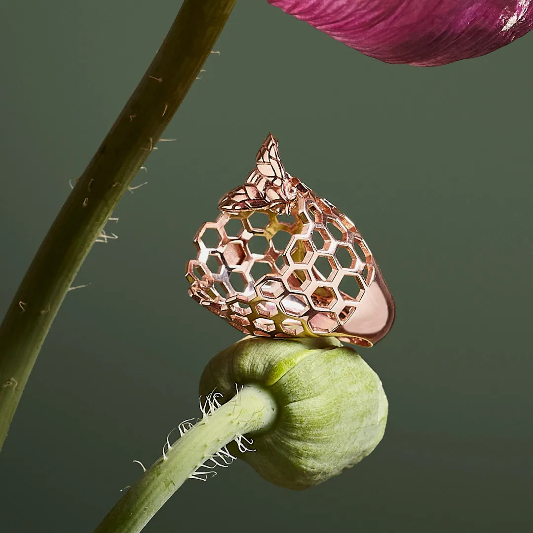 Lorella Tamberi Canal Bee Queen ruche bague or rose abeille