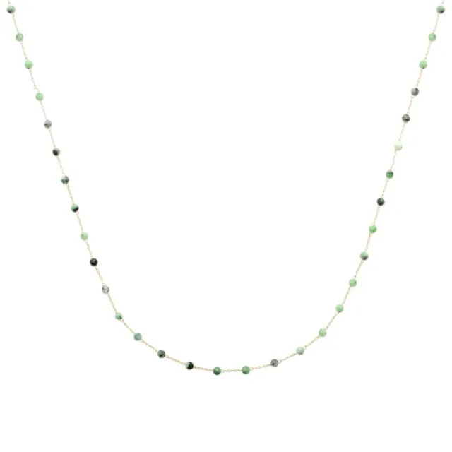 Oriana France collier billes rubis zoïsite plaqué or