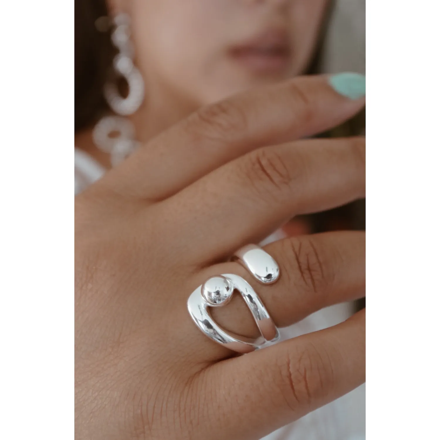Secret de Cuir N°1310 bague plaqué argent perle