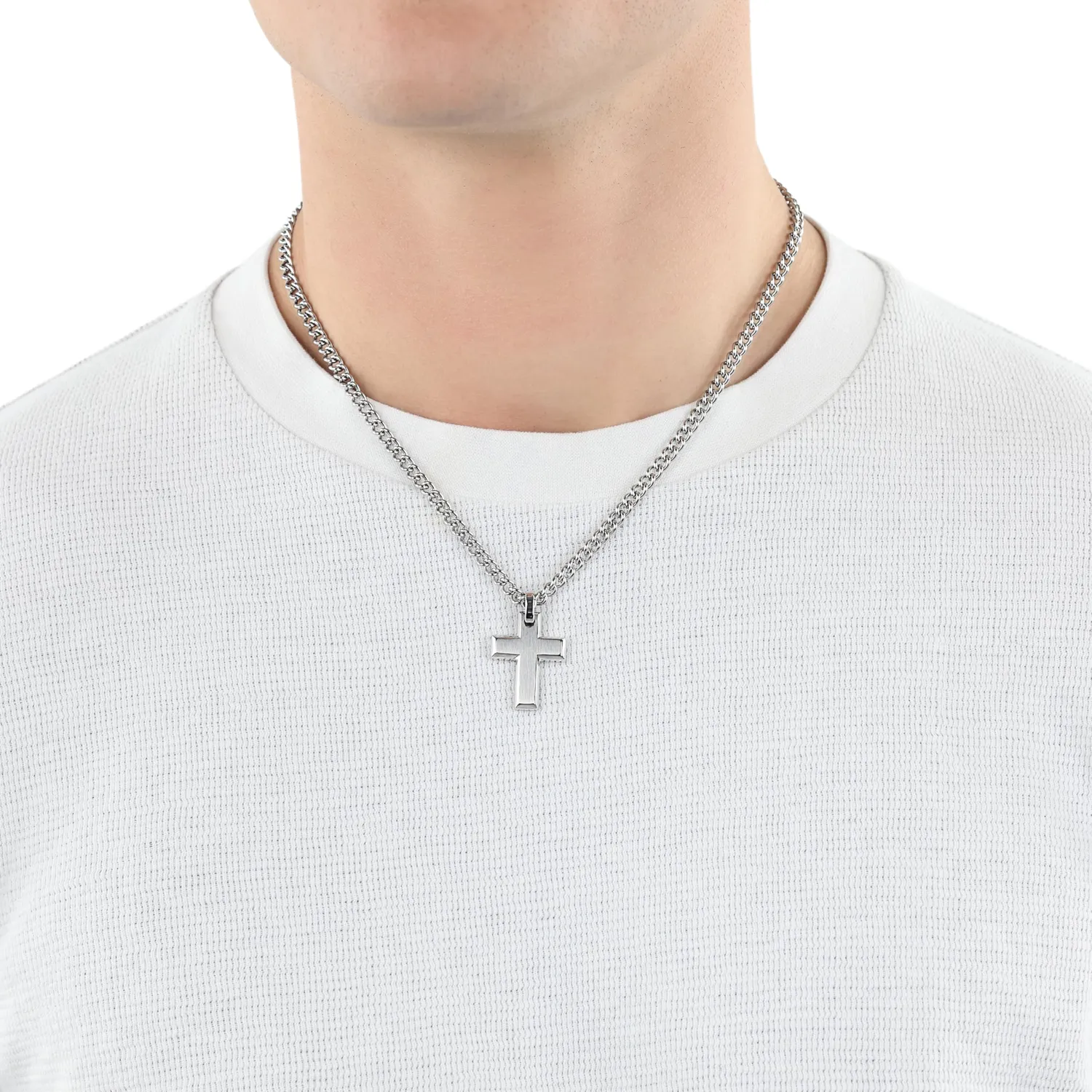 s.Oliver Collier Homme Pendentif Croix Acier Argenté