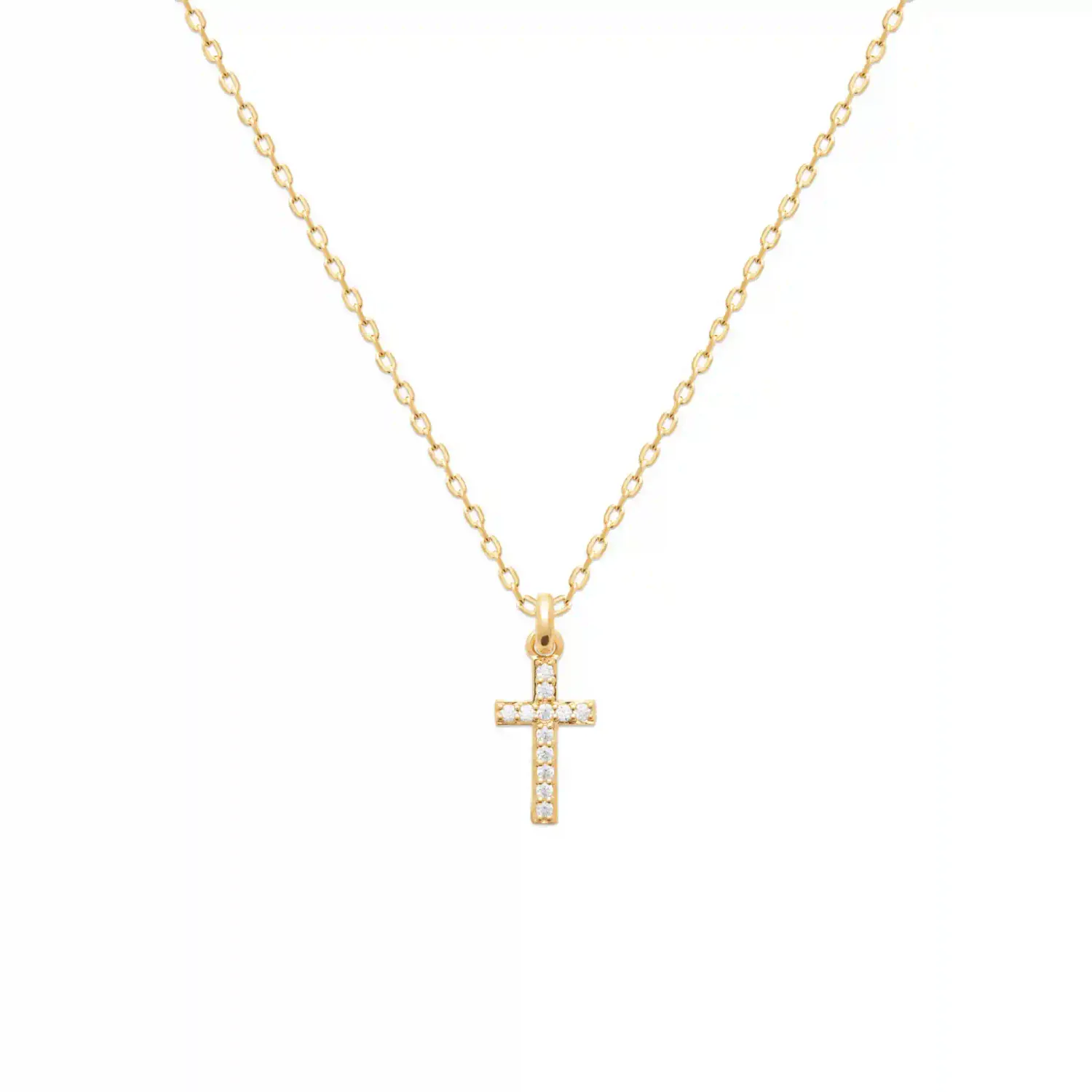 Oriana France croix pendentif plaqué or diamants synthétiques
