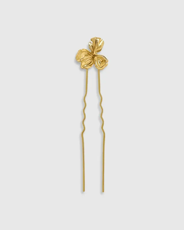 Elise Tsikis Lola bijou cheveux fleur dorée épingle chignon