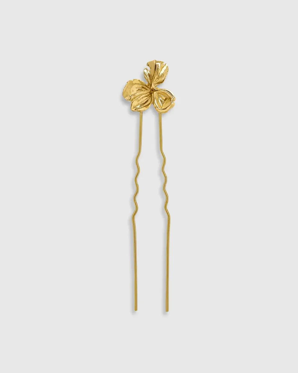 Elise Tsikis Lola bijou cheveux fleur dorée épingle chignon