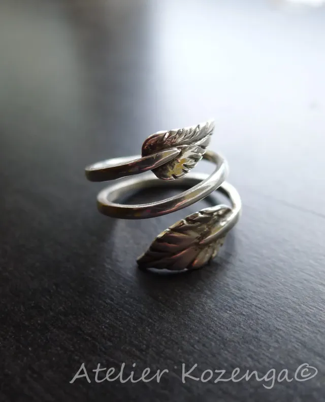 L'Atelier Kozenga Feuille bague argent massif réglable