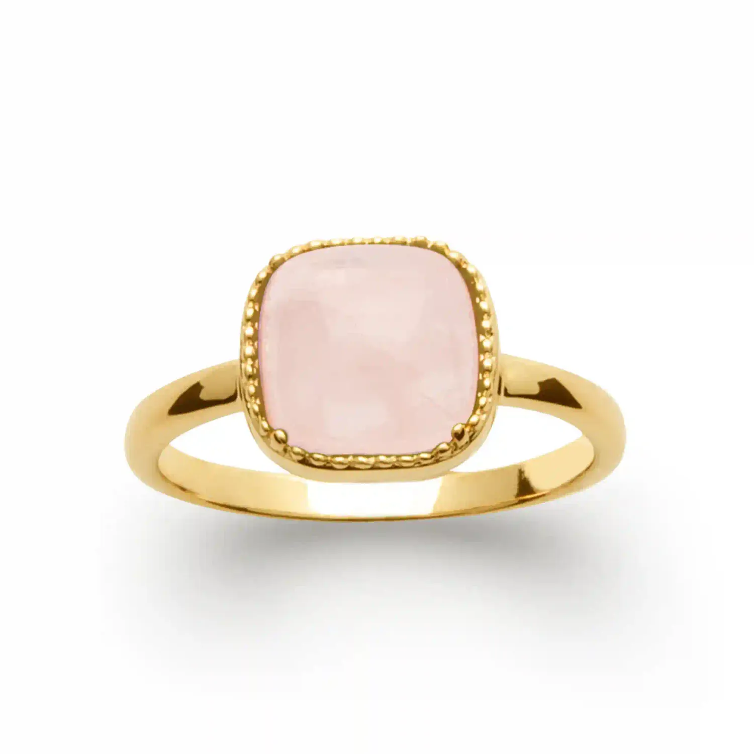 Oriana France quartz rose bague plaqué or carré