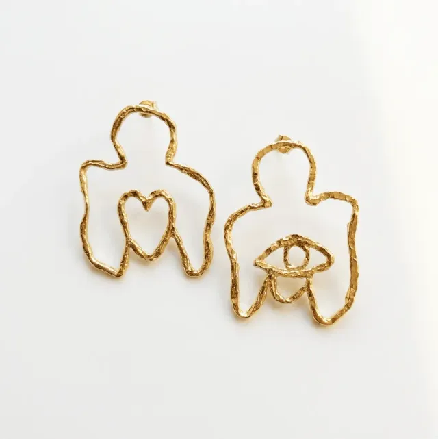 Elise Tsikis Silveta boucles d'oreilles anges doré
