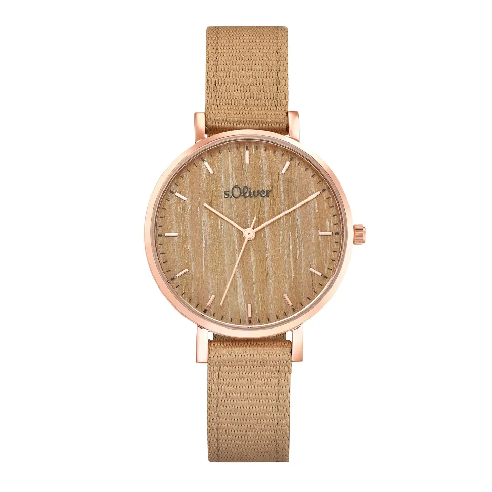 s.Oliver montre femme cuir marron clair quartz