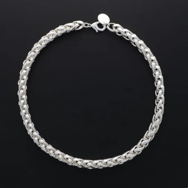 Secret de Cuir N°1730 collier maille palmier argenté