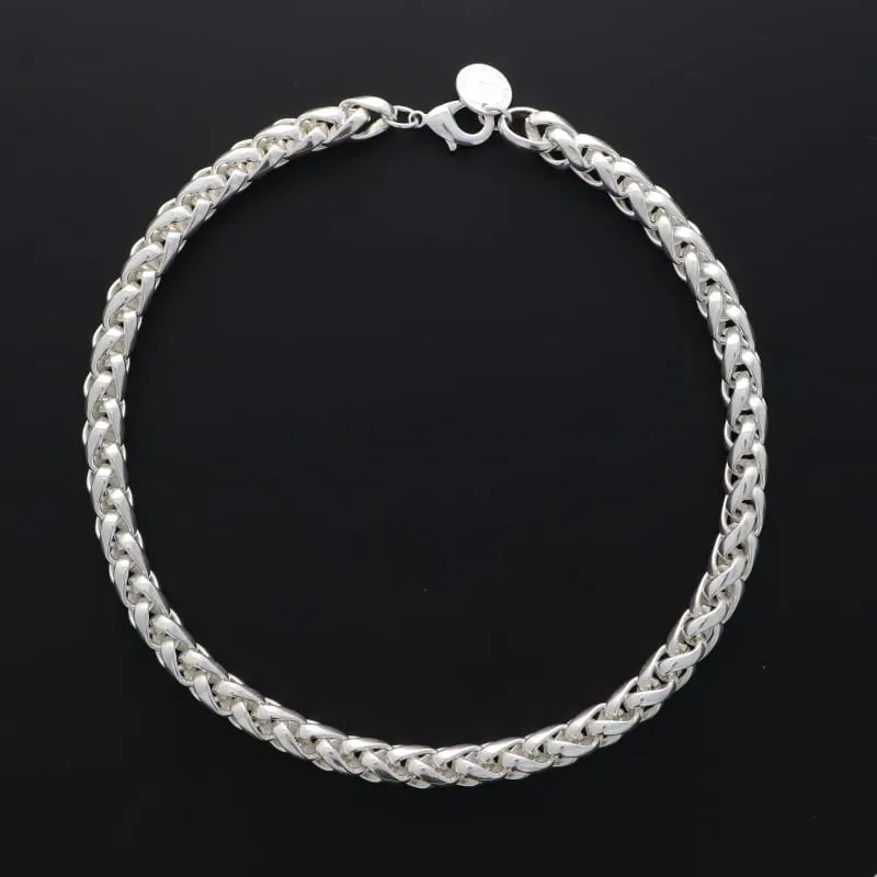 Secret de Cuir N°1730 collier maille palmier argenté