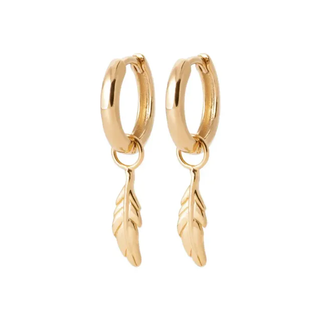 Oriana France créoles pampilles plume boucles d'oreilles plaqué or sans nickel