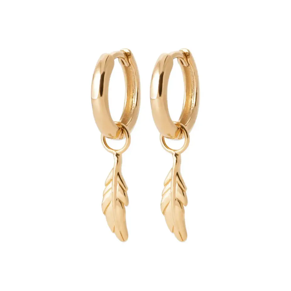 Oriana France créoles pampilles plume boucles d'oreilles plaqué or sans nickel
